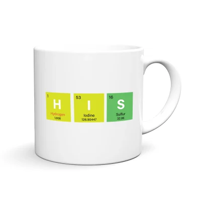 Zabavna in personalizirana skodelica z motivom, imenom in tiskom HIS PERIODNI SISTEM