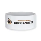 Zabavna in personalizirana skleda za male živali, mačke in pse, z motivom, imenom in tiskom PROFESSIONAL BUTT SNIFFER Na eno ali drugi stran sklede za domače živali lahko natisnemo izbran motiv, lahko pa drugo polovico zamenjate z imenom Vašega kosmatinca in njegovima fotografijama.