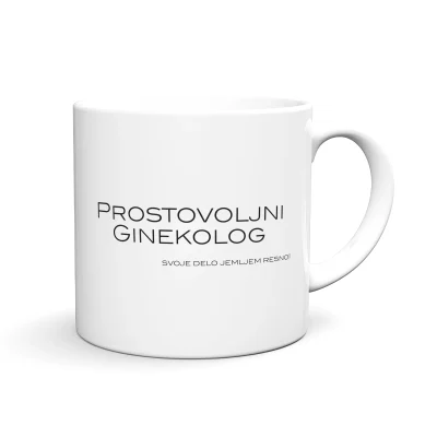 Zabavna in personalizirana skodelica z motivom, imenom in tiskom PROSTOVOLJNI GINEKOLOG